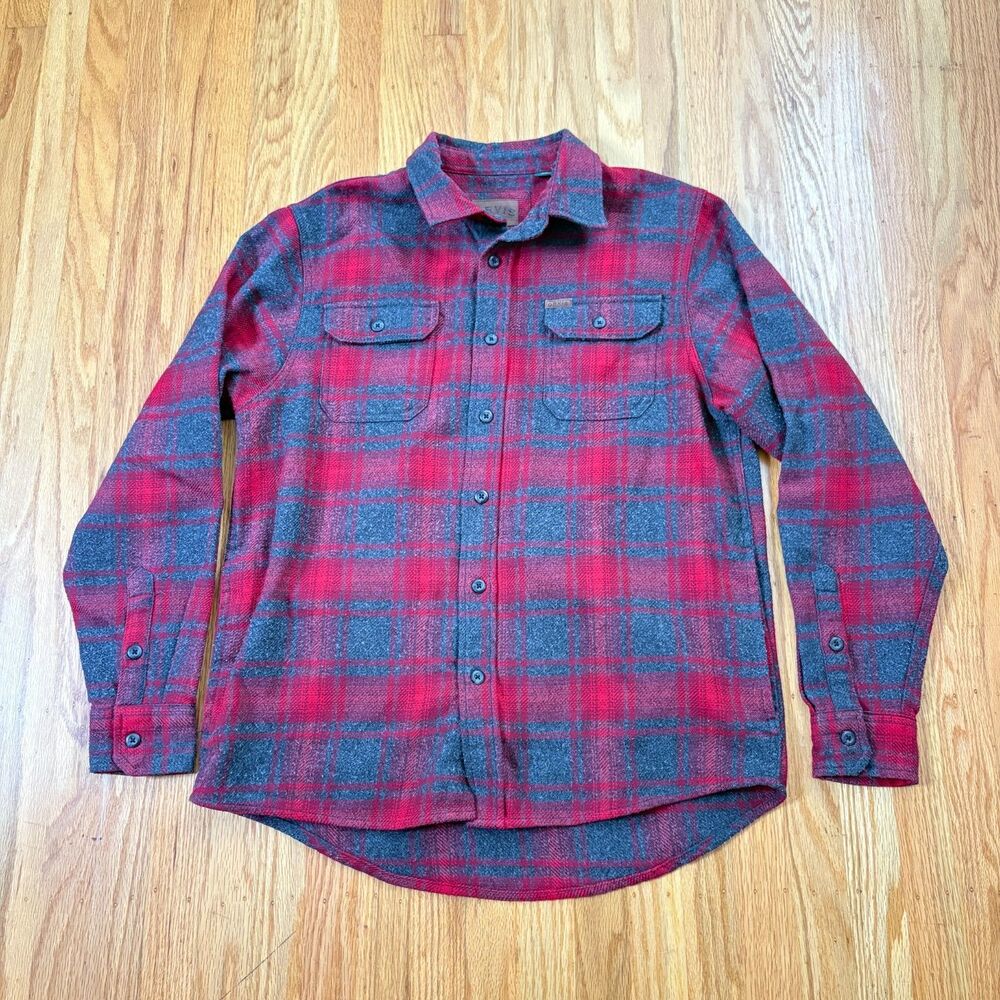 ORVIS Big Bear Red/Gray Plaid Flannel Shirt With Pockets Mens Size Medium
